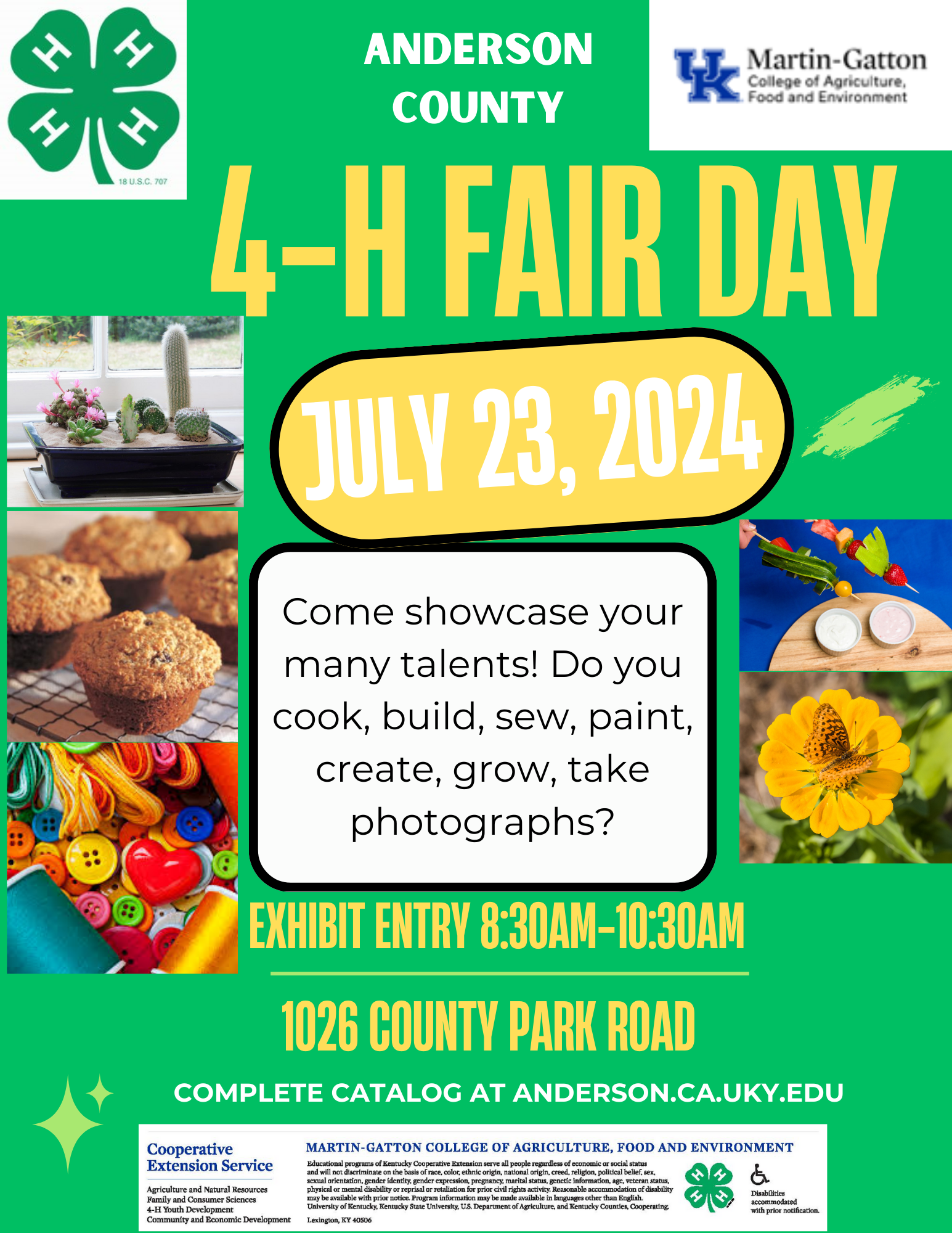 Flyer with 4-H Fair Day Information